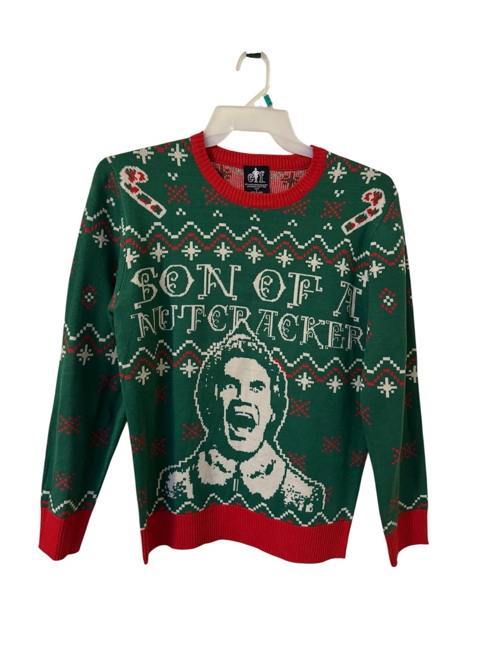 Bioworld ELF Movie Men's Son of a Nutcracker Ugly Christmas Knit Sweater S
